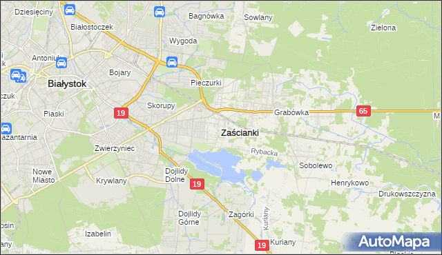 mapa Zaścianki gmina Supraśl, Zaścianki gmina Supraśl na mapie Targeo