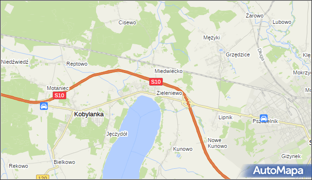 mapa Zieleniewo gmina Kobylanka, Zieleniewo gmina Kobylanka na mapie Targeo