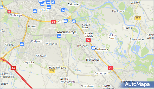 mapa Brochów gmina Wrocław, Brochów gmina Wrocław na mapie Targeo