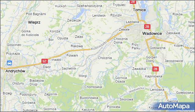 mapa Chocznia, Chocznia na mapie Targeo