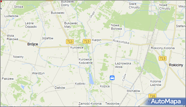 mapa Kotliny gmina Brójce, Kotliny gmina Brójce na mapie Targeo