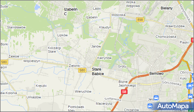 mapa Kwirynów gmina Stare Babice, Kwirynów gmina Stare Babice na mapie Targeo