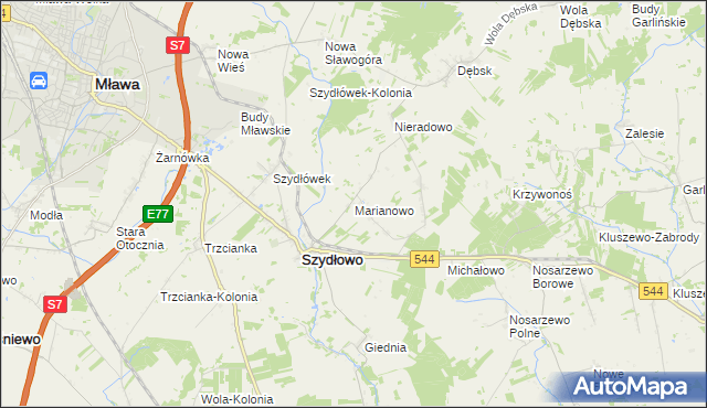 mapa Marianowo gmina Szydłowo, Marianowo gmina Szydłowo na mapie Targeo