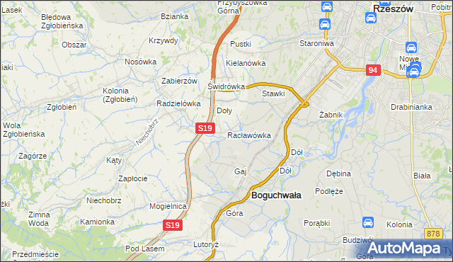 mapa Racławówka, Racławówka na mapie Targeo