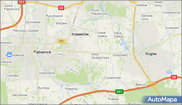 mapa Wola Zaradzyńska, Wola Zaradzyńska na mapie Targeo