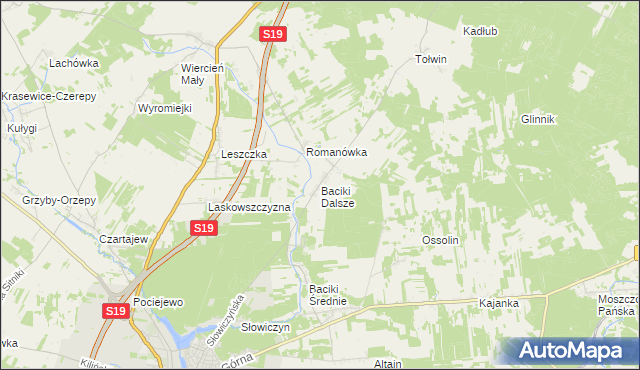 mapa Baciki Dalsze, Baciki Dalsze na mapie Targeo