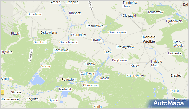 mapa Brzezinki gmina Kobiele Wielkie, Brzezinki gmina Kobiele Wielkie na mapie Targeo