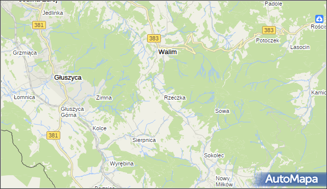 mapa Rzeczka gmina Walim, Rzeczka gmina Walim na mapie Targeo