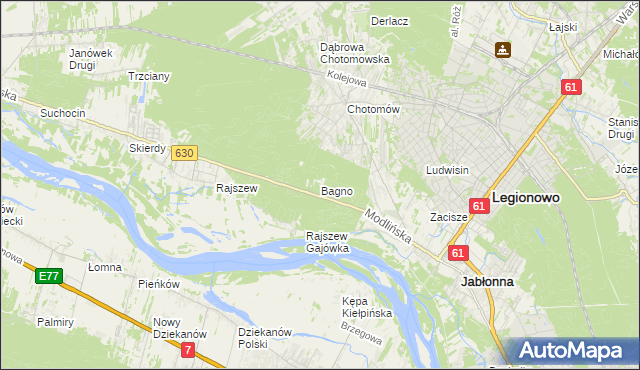 mapa Bagno gmina Jabłonna, Bagno gmina Jabłonna na mapie Targeo