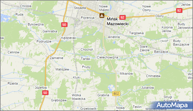 mapa Cielechowizna, Cielechowizna na mapie Targeo