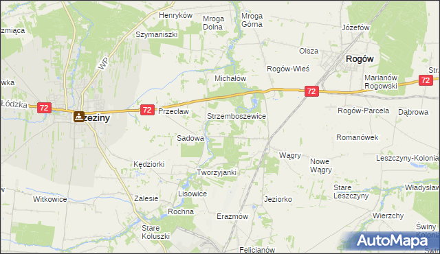 mapa Helenówka gmina Brzeziny, Helenówka gmina Brzeziny na mapie Targeo