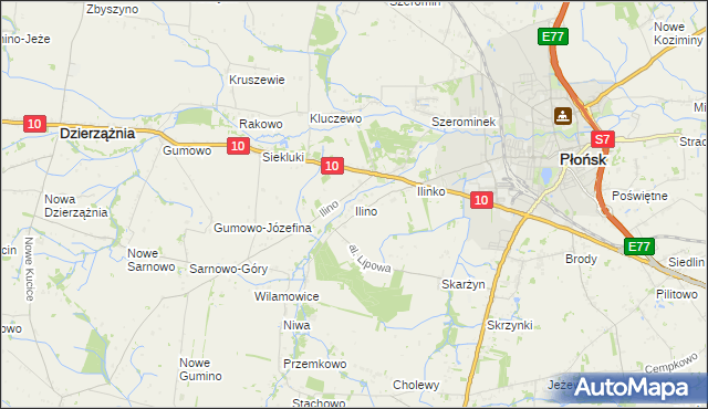 mapa Ilino, Ilino na mapie Targeo