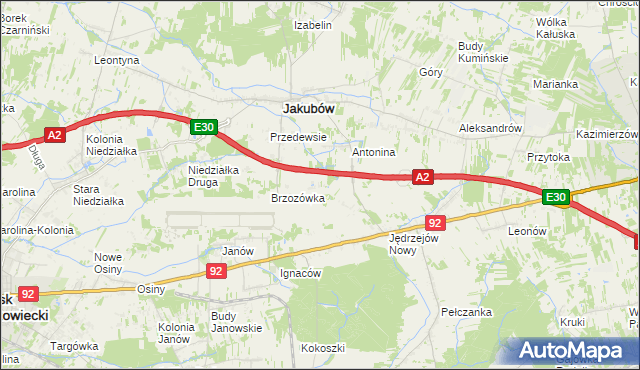 mapa Józefin gmina Jakubów, Józefin gmina Jakubów na mapie Targeo