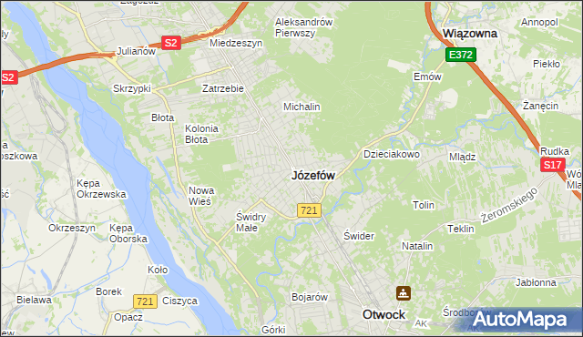 mapa Józefów powiat otwocki, Józefów powiat otwocki na mapie Targeo