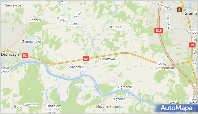 mapa Klekotowo gmina Siemiatycze, Klekotowo gmina Siemiatycze na mapie Targeo