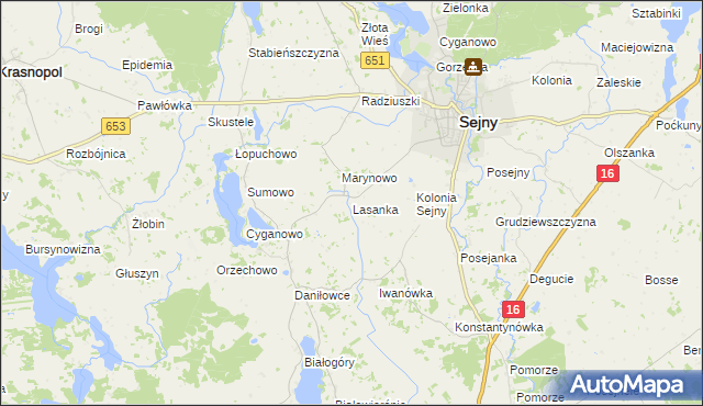 mapa Lasanka, Lasanka na mapie Targeo