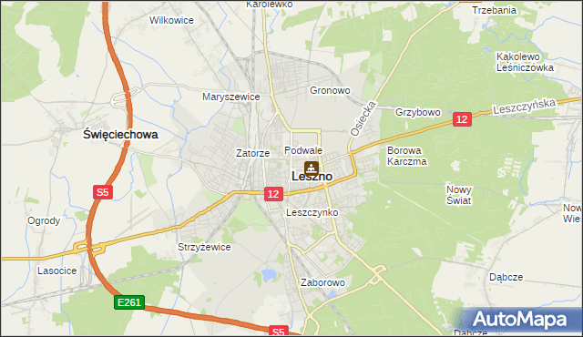 mapa Leszno, Leszno na mapie Targeo