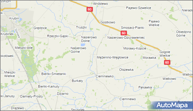 mapa Mężenino-Węgłowice, Mężenino-Węgłowice na mapie Targeo
