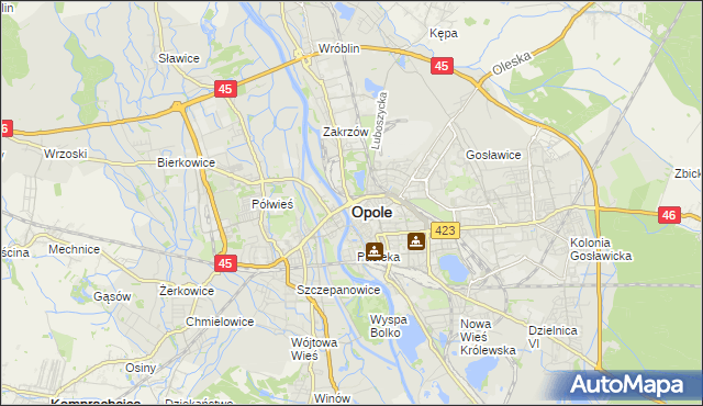mapa Opola, Opole na mapie Targeo