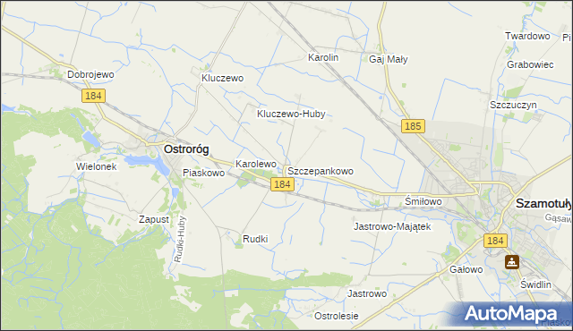 mapa Szczepankowo gmina Ostroróg, Szczepankowo gmina Ostroróg na mapie Targeo