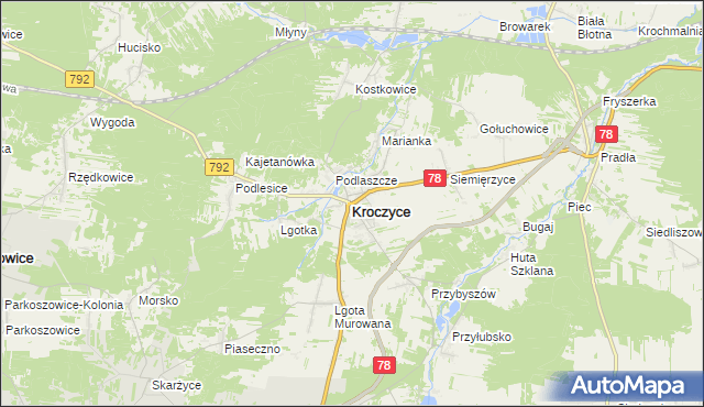mapa Kroczyce, Kroczyce na mapie Targeo