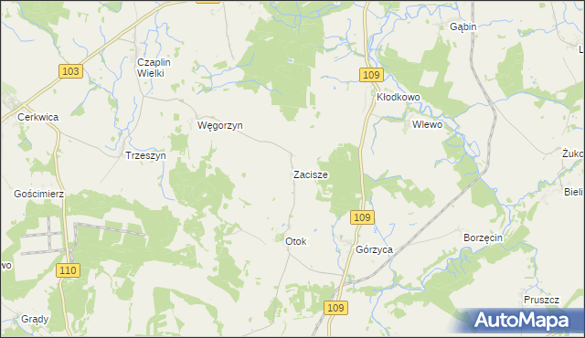mapa Zacisze gmina Gryfice, Zacisze gmina Gryfice na mapie Targeo