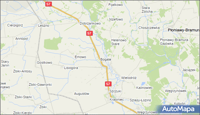 mapa Bogate, Bogate na mapie Targeo