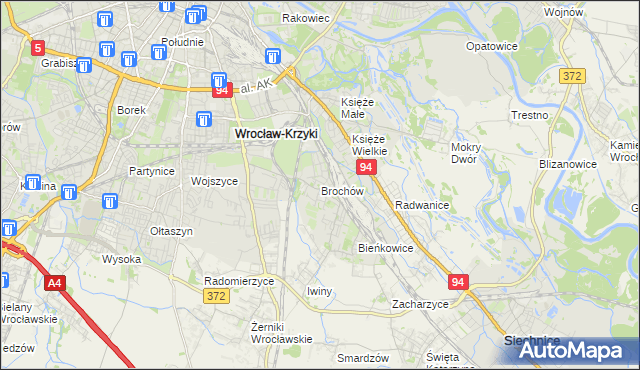 mapa Brochów gmina Wrocław, Brochów gmina Wrocław na mapie Targeo