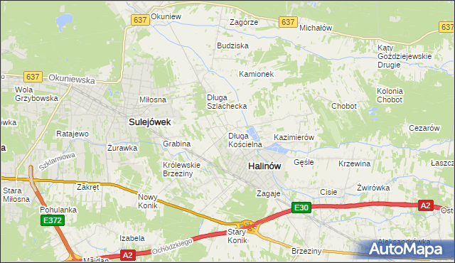 mapa Długa Kościelna, Długa Kościelna na mapie Targeo