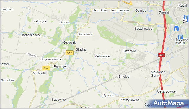 mapa Kębłowice gmina Kąty Wrocławskie, Kębłowice gmina Kąty Wrocławskie na mapie Targeo