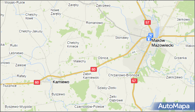 mapa Ośnica, Ośnica na mapie Targeo