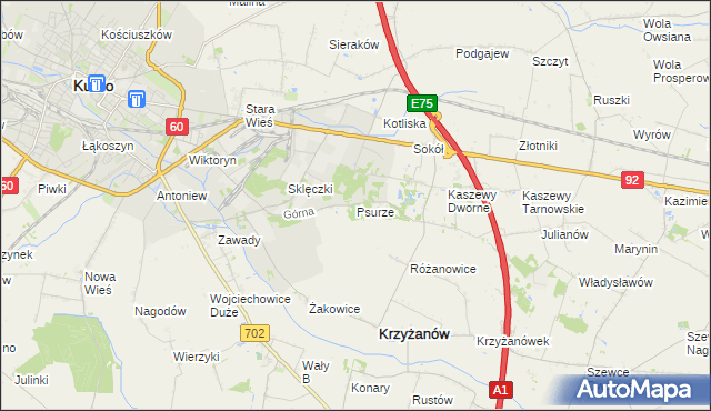 mapa Psurze, Psurze na mapie Targeo