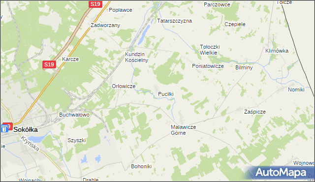 mapa Puciłki, Puciłki na mapie Targeo
