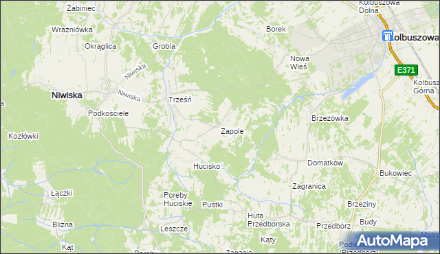 mapa Zapole gmina Niwiska, Zapole gmina Niwiska na mapie Targeo