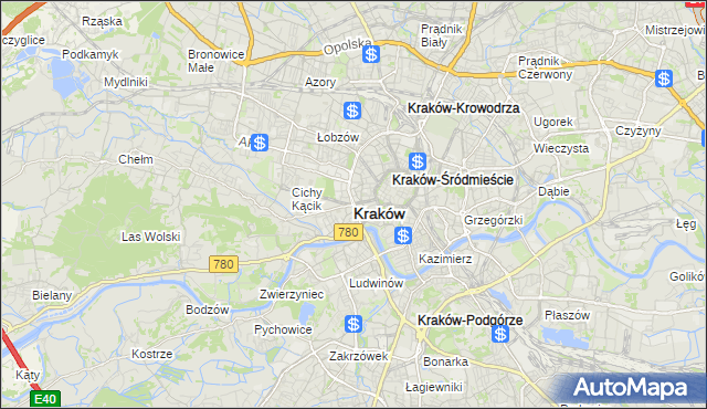 mapa Krakowa, Kraków na mapie Targeo