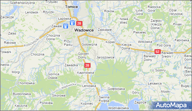 mapa Jaroszowice, Jaroszowice na mapie Targeo