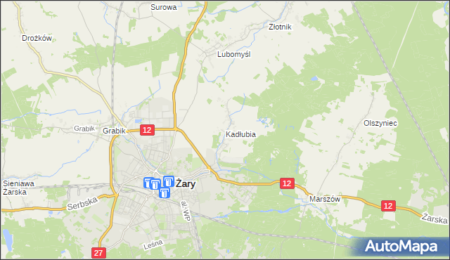 mapa Kadłubia, Kadłubia na mapie Targeo