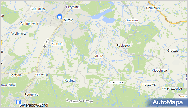 mapa Mlądz, Mlądz na mapie Targeo