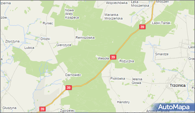 mapa Wesoła gmina Rychtal, Wesoła gmina Rychtal na mapie Targeo