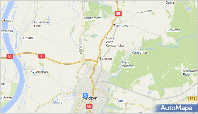mapa Baldram, Baldram na mapie Targeo