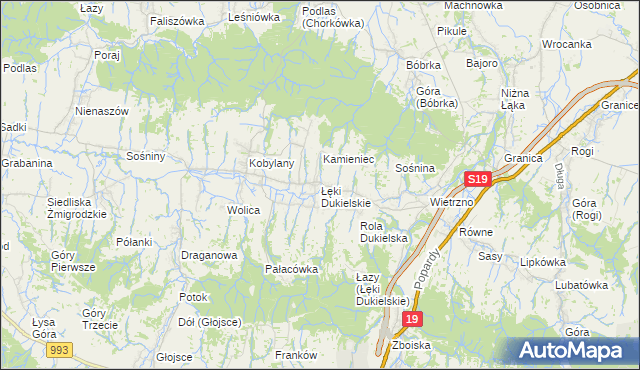 mapa Łęki Dukielskie, Łęki Dukielskie na mapie Targeo