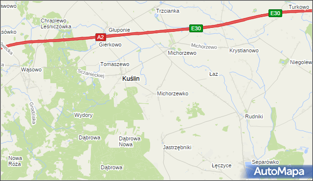 mapa Michorzewko, Michorzewko na mapie Targeo