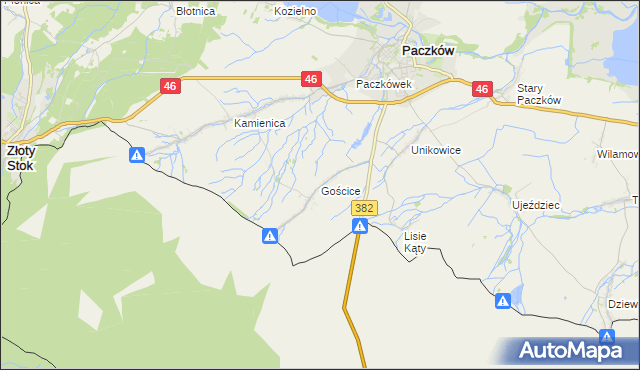 mapa Gościce, Gościce na mapie Targeo