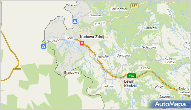 mapa Jeleniów gmina Lewin Kłodzki, Jeleniów gmina Lewin Kłodzki na mapie Targeo