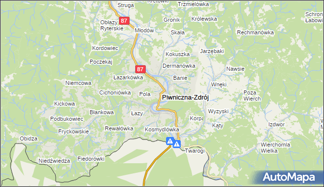 mapa Piwniczna-Zdrój, Piwniczna-Zdrój na mapie Targeo