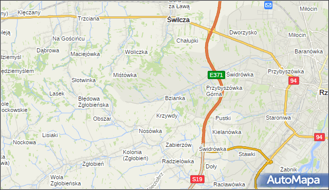 mapa Bzianka gmina Świlcza, Bzianka gmina Świlcza na mapie Targeo