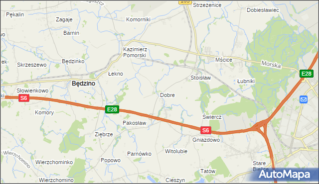 mapa Dobre gmina Będzino, Dobre gmina Będzino na mapie Targeo