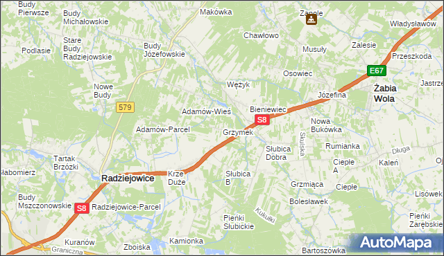 mapa Grzymek, Grzymek na mapie Targeo