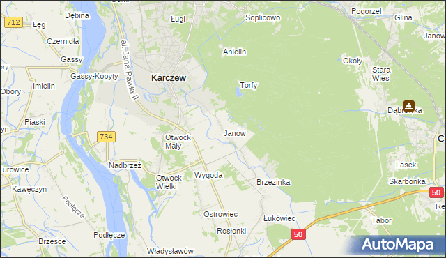 mapa Janów gmina Karczew, Janów gmina Karczew na mapie Targeo