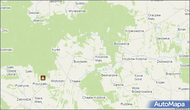 mapa Kliczków Mały, Kliczków Mały na mapie Targeo